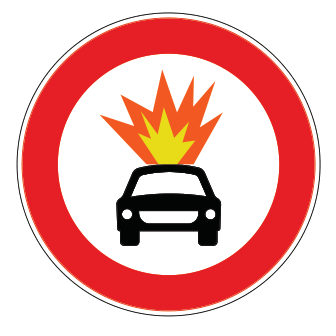 TT-16a TT-16a - Parlayıcı/Patlayıcı Madde Taşıyan Taşıt Giremez trafik levhası